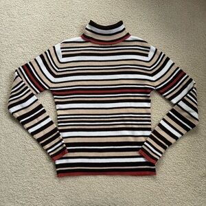 EUC Q&A striped cotton turtleneck
